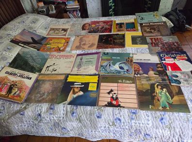 Sellection of vintage LPs and gramophone records