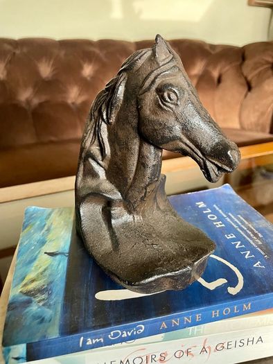 Set of 2 Textured Bronzed Metal Horse Head Bookends