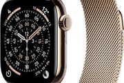 Apple Watch Series 11 GPS + Cellular 42mm Smartwatch with Gold Titanium Case with Gold Milanese Loop. Brand New Sealed