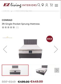 Like new Conrad Single Pocket Sprung Mattress