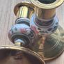 Pair of Brass and Painted Porcelain candlesticks Image 3