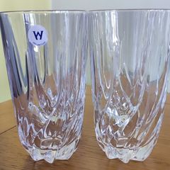 Set Of 4 Wedgwood Tall Crystal Drinking Water Juice Glasses