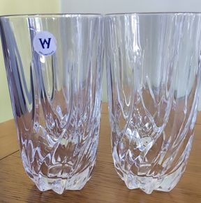 Set Of 4 Wedgwood Tall Crystal Drinking Water Juice Glasses