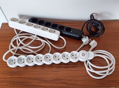 6 & 8 socket extension leads two pins plugs length 1.5m/2m   total 3leads