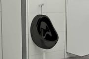 Wall Hung Urinal with Flush Valve Ceramic Black