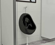 Wall Hung Urinal with Flush Valve Ceramic Black