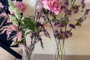 Flower vases with artificial flowers