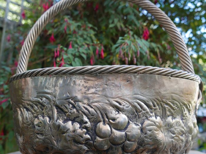 Vintage Continental Embossed Silver Plated Large Basket