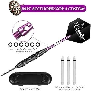 FREE P&P Steel Darts Set, Professional 23g Darts Tip with Non-Slip Stainless Steel Shaft, Poly Flights, PVC Shafts, Dart Sharpener, Rubber Rings, Flight Protecter, with Gift Box