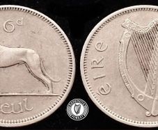 [#396] - Ireland 1967 | 6 Pence | Wolfhound | KM.13a