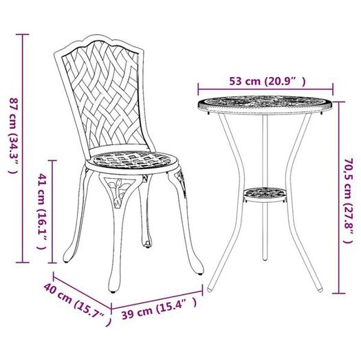 Garden Bistro Set 3 pcs White Aluminium