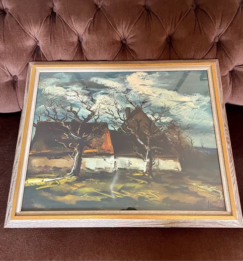 Vintage MCM Print The Thatched Cottage Maurice de Vlaminck circa 1925