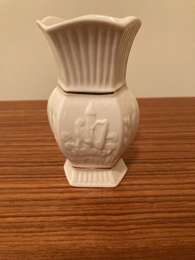 Vintage small Belleek Vase with Antique Bone China Bowl & Cup