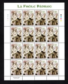 2011 Ireland St Patrick's Day (Stone Carving from St. Patrick's Chapel, Maynooth) Commemorative Stamp Sheetlet Plate 1A1A1A1A Mint Never Hinged (MNH)