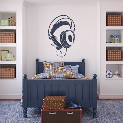Wired Headphones Music Wall decal