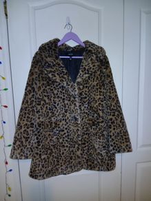 Leopard faux fur coat