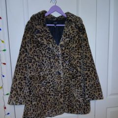 Leopard faux fur coat