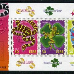 2001 Ireland Chinese New Year; Year of Snake Commemorative Stamps Miniature Sheet Mint Never Hinged (MNH).