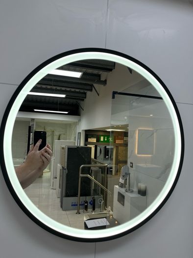 EX Display Black Round LED bathroom mirror