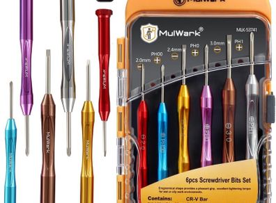 6pc Magnetic Micro Precision Screwdriver Set - Mini Flat & Phillips Heads for Glasses, Watch, iPhone & Electronics Repair (CR-V Steel)