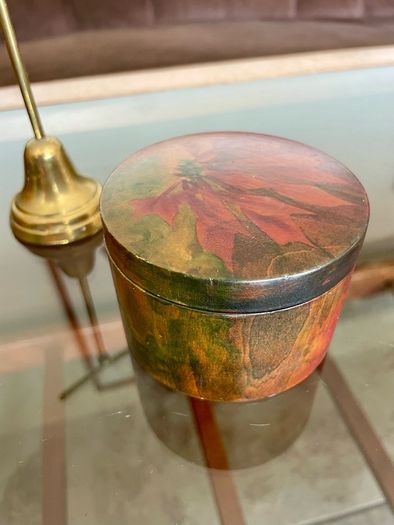 Vintage German Wooden Hand Painted Lacquered Jewellery Trinket Box Ring Box