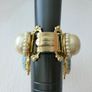 1950's Vintage Victorian Revival Turquoise Pearl Bracelet Image 5
