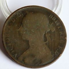 1890 Queen Victoria  'Bun Head Penny' bronze coin