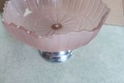 Bonbon Or Pastry Pink Glass  Bowl On Stand.