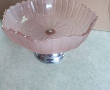 Bonbon Or Pastry Pink Glass  Bowl On Stand.
