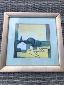 Hans Paus Framed Art Print - "Summer" Pastel Landscape Square
