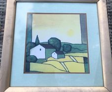 Hans Paus Framed Art Print - "Summer" Pastel Landscape Square