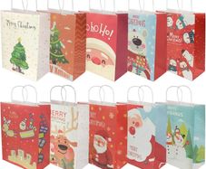 10 PCS Gift Bags, Retail Bags Paper Party Bags Kraft Bag with Handle for Birthday, Tea Party, Wedding (FREE POSTAGE)