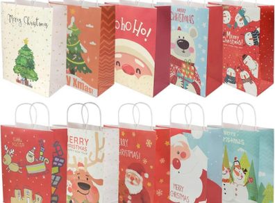 10 PCS Gift Bags, Retail Bags Paper Party Bags Kraft Bag with Handle for Birthday, Tea Party, Wedding (FREE POSTAGE)