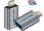 2 X Cabletime Aluminum Alloy USB 3.1 Gen 2 (10 Gbps) Type-C (Male) to Type-A (Female) OTG Adapter/Convertor (Brand New/Warranty)