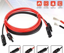 1Pair 2m Solar extension cable wire 12AWG 4mm Red Black with male and female connectors For solar panels solar controller