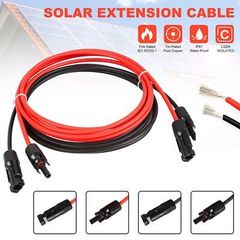 1Pair 2m Solar extension cable wire 12AWG 4mm Red Black with male and female connectors For solar panels solar controller