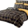 Double Duvet Set Black & Gold Doublesided Bedding Set 3 PCS With Pillowcases Ultra Soft Anti Allergic Non Iron Luxury Microfiber (Black, Double (200 x 200 cm)) Image 2