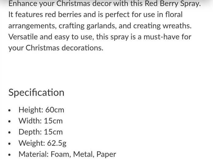 Christmas Red Berry Spray (60cm)