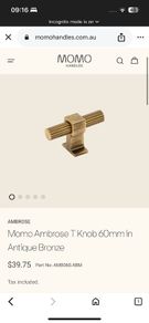 6 designer cabinet knobs, antique brass finish