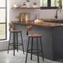 Bar Stools, Kitchen Stools, Set of 2 Tall Bar Chairs with Backrest, Steel Frame, 73 cm High Seat, Easy Assembly, Industrial, Rustic Brown and Black (FREE POSTAGE) Image 2