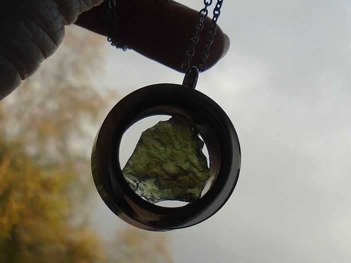 Gemstone jewellery, Floating pendant, Moldavite, Jewellery, Gift