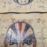 Vintage Chinese Opera Mask Bamboo Coasters Set of 6 with matching wood holder Image 4