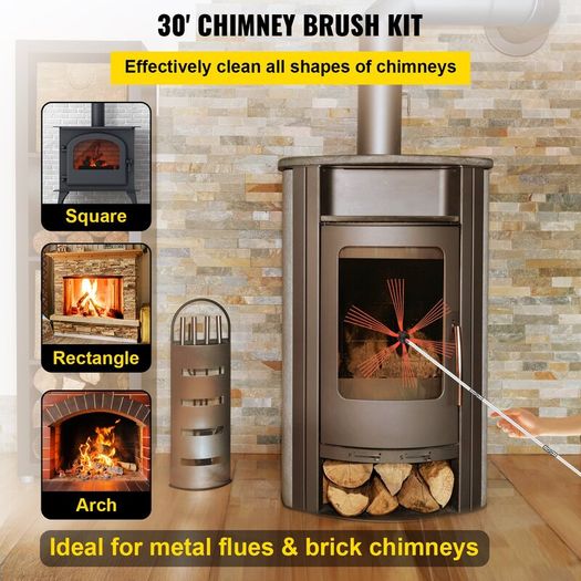 9m Chimney Sweep Kit with Flexible Rods
