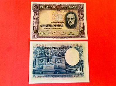 Spain  50  Pesetas  1935   ( uncirculated ) scarce