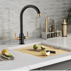 kitchen tap black and gold