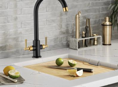kitchen tap black and gold