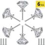 6 PCS Cabinet Knobs with 2 Sizes Screws, 30mm Drawer Handles Crystal Glass Diamond Shaped cupboards Door Knobs for Dresser Drawers and Kitchen, Bathroom Cabinet Image 2