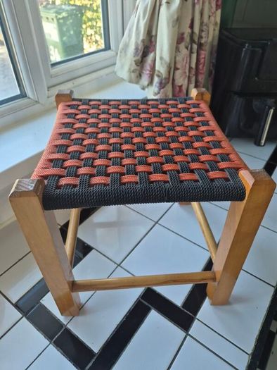 Vintage MidCentury  woven foot Stool