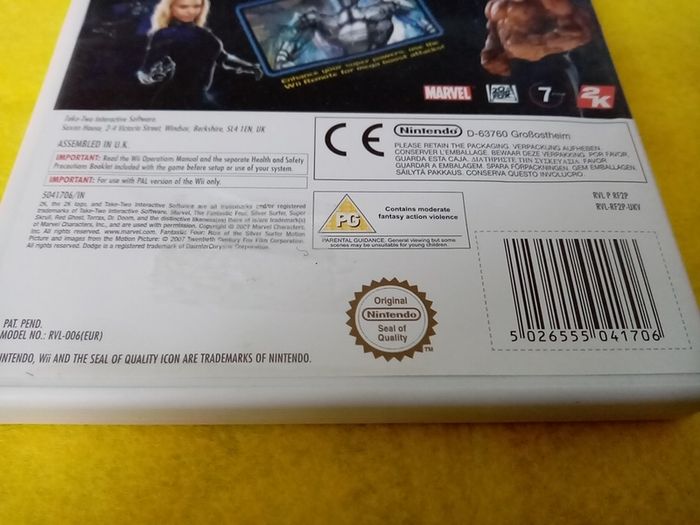 Fantastic four 4 rise of silver surfer Nintendo Wii Games Original