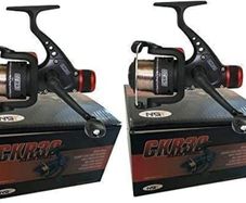 2 x CKR30 Black Fishing Reels Loaded with 6LB Line For Coarse Match Lake River